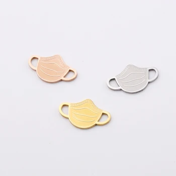 

Fnixtar 20Pcs/Lot Two Holes Mask Charms Mirror Polish Stainless Steel Connector Charms For DIY Making Necklace Braid Bracelets