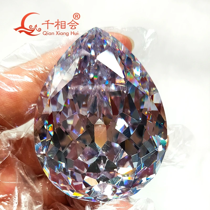 893ct  45.6*59mm  white and yellow  color pear  shape  cullian cut  cubic zirconia loose stone cz stone