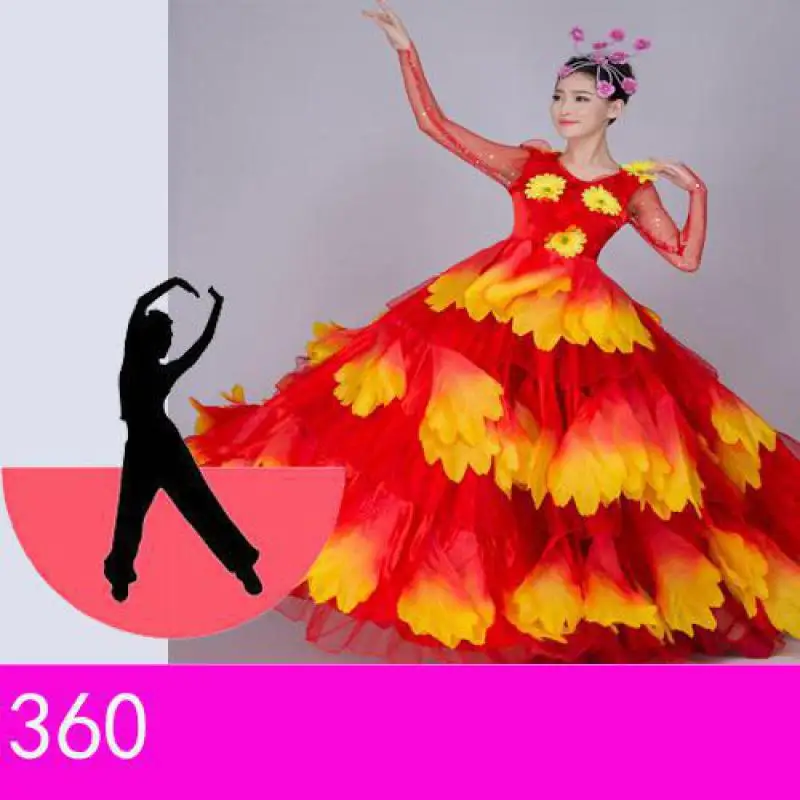 Vestidos Largos De Fiesta, цветочный костюм для преуспевающего танца, платье-компаньон, сценическое платье, большая юбка, платье, костюм - Цвет: Photo Color
