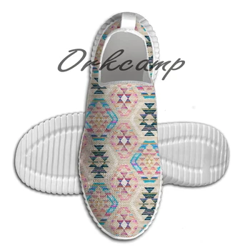 

Sport Running Shoes Woven Textured Pastel Kilim Pattern Light Weight Walking Shoes Breathable Mesh Yoga Shoes