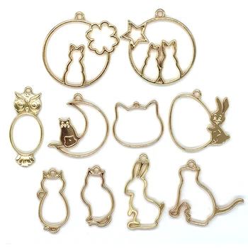 

10Pcs UV Crystal Resin Epoxy Border Jewelry Making AccessoryAlloy Metal Hollow Frame Pendant Blank Charm Bezel Setting