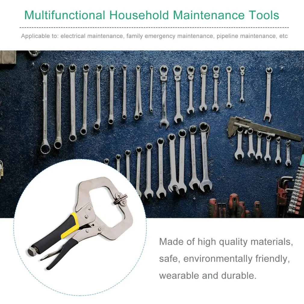 

New 11" Fix Plier Locator C Clamp Weld Clip Woodwork Grip Vise Lock Jaw Alloy Steel Hand Tool Swivel Pincer Wood Work Tool
