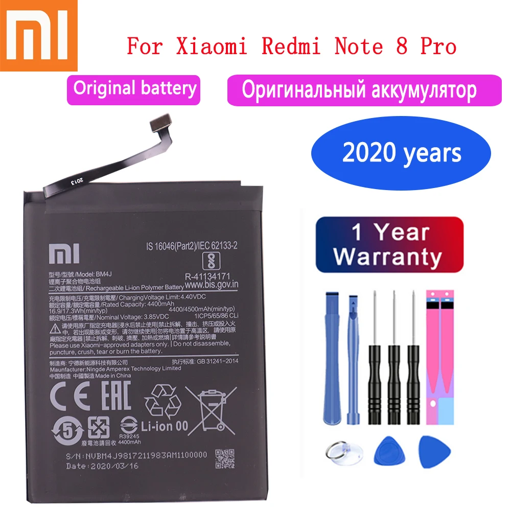 2020 лет 100% оригинал 4500 мАч BM4J батарея для Xiaomi Redmi Note 8 Pro Note8 настоящая сменная