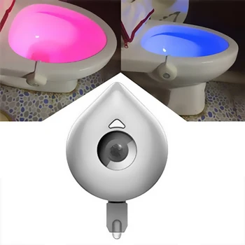

LED Toilet Seat Night Light Motion Sensor WC Light 8 Colors Changeable Lamp AAA Battery Powered Backlight for Toilet Bowl