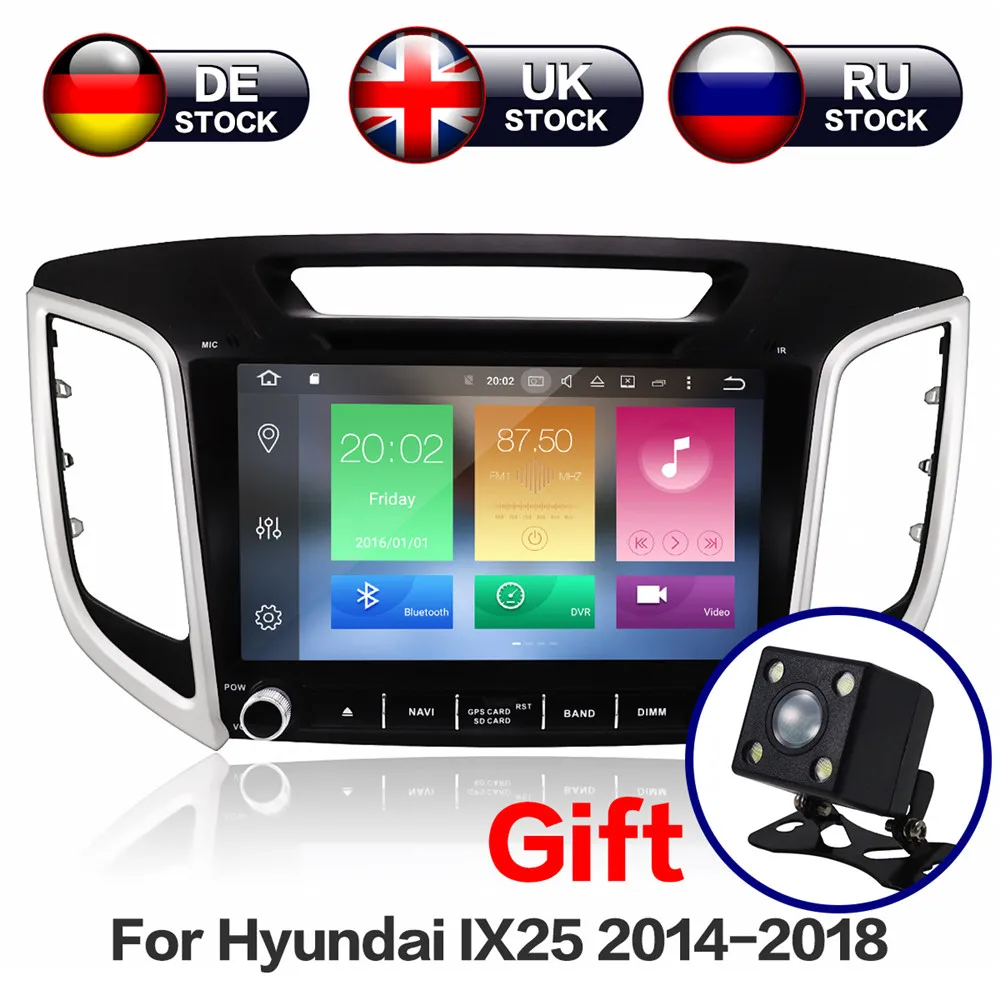 

Android 9 8 Core 4+64GB 9 Inch DSP Car DVD Player GPS Navigation For Hyundai Creta ix25 Car Radio 2014-2019 Free Map and Camera