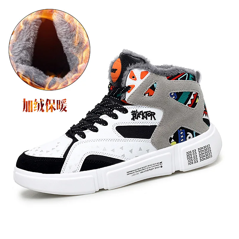 

2019 Winter plus Velvet Large Size WOMEN'S Shoes Korean-style Students Versatile Hight-top Basketball Shoes Warm Casual Sports S