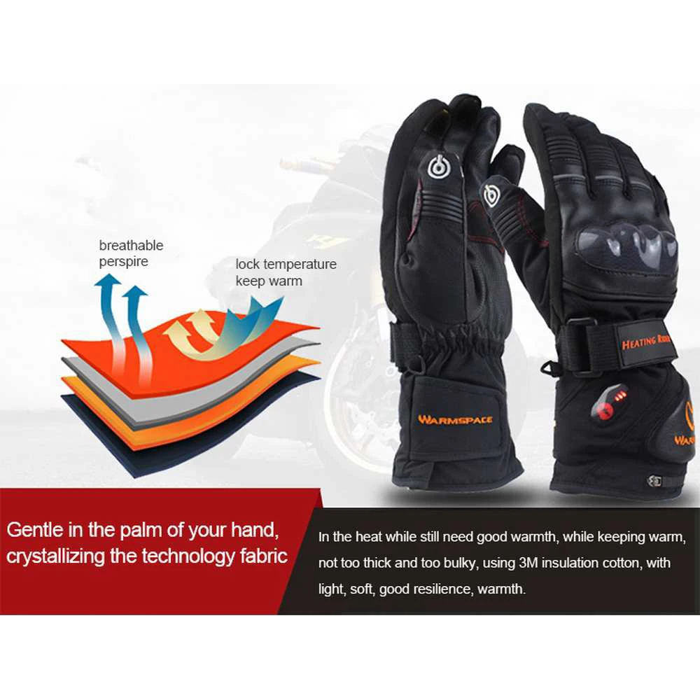  Warmspace Motorcycle Riding Electric Heated Smart Gloves Touch Screen Outdoor Skiing Riding Thick S - 4000187301340