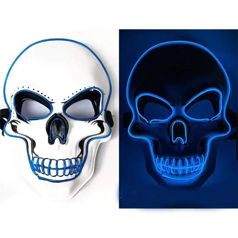 EL Skull холодная светящаяся маска Хэллоуин Макияж для маскарада вечерние принадлежности декора