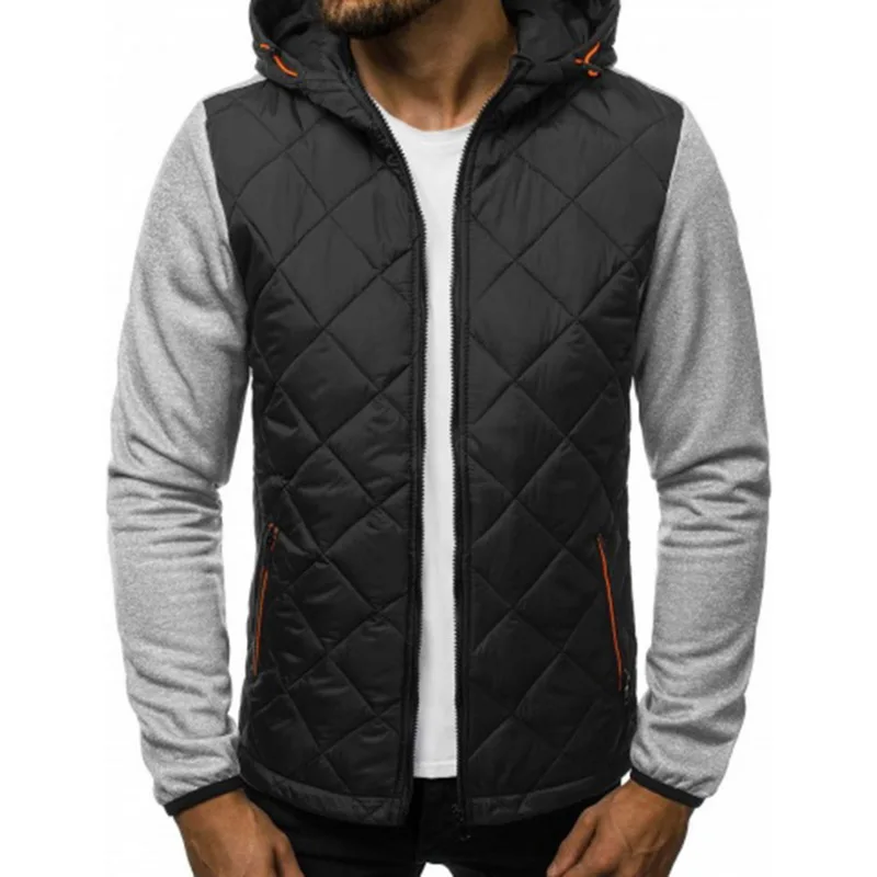Куртка мужская новая с капюшоном Argyle зимние куртки одежда Jaqueta Masculino Fit повседневные Модные мужские толстовки на молнии Одежда Топ - Цвет: Light Grey