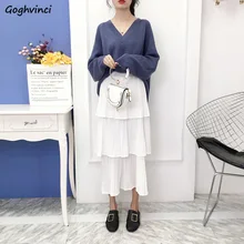 Юбки женские новые белые юбки Свободные повседневные Простые универсальные в Корейском стиле с высокой талией женские элегантные удобные модные повседневные шикарные