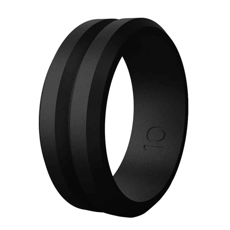 Силиконовое обручальное кольцо для мужчин, элегантные силиконовые резинки, обручальные кольца, Матовый верх, скошенные края, силиконовые кольца, Размер 7-12