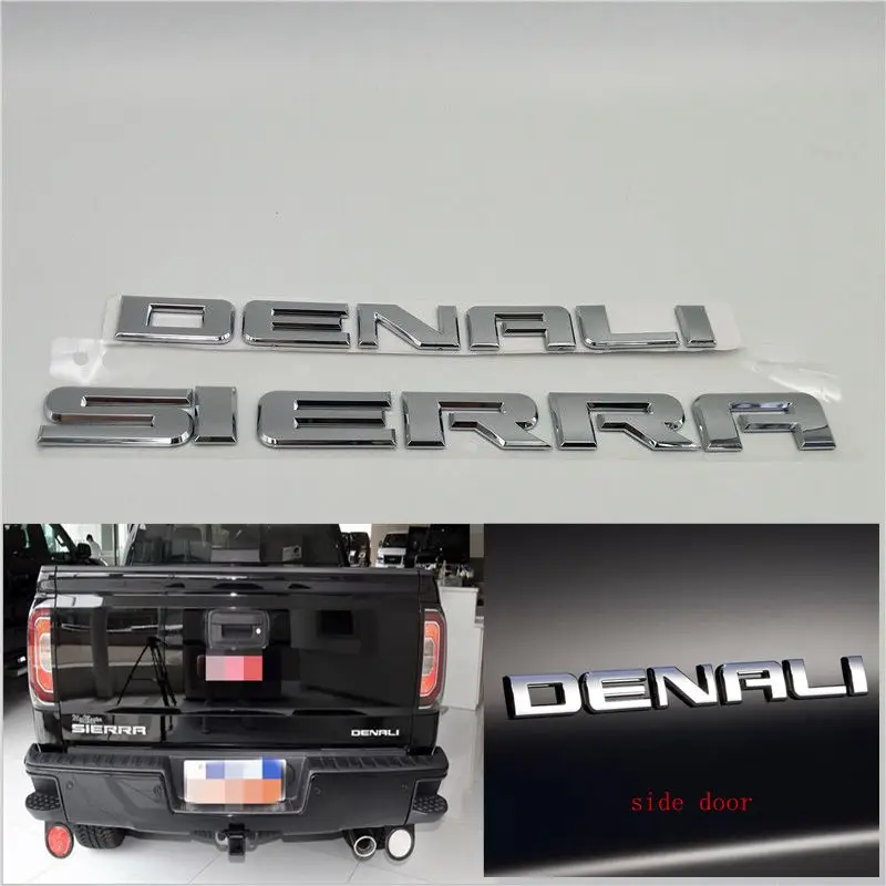 For Gmc Acadia Denali Sierra Rear Trunk Emblem Nameplate Front Side Door Logo Decal Car Stickers Aliexpress