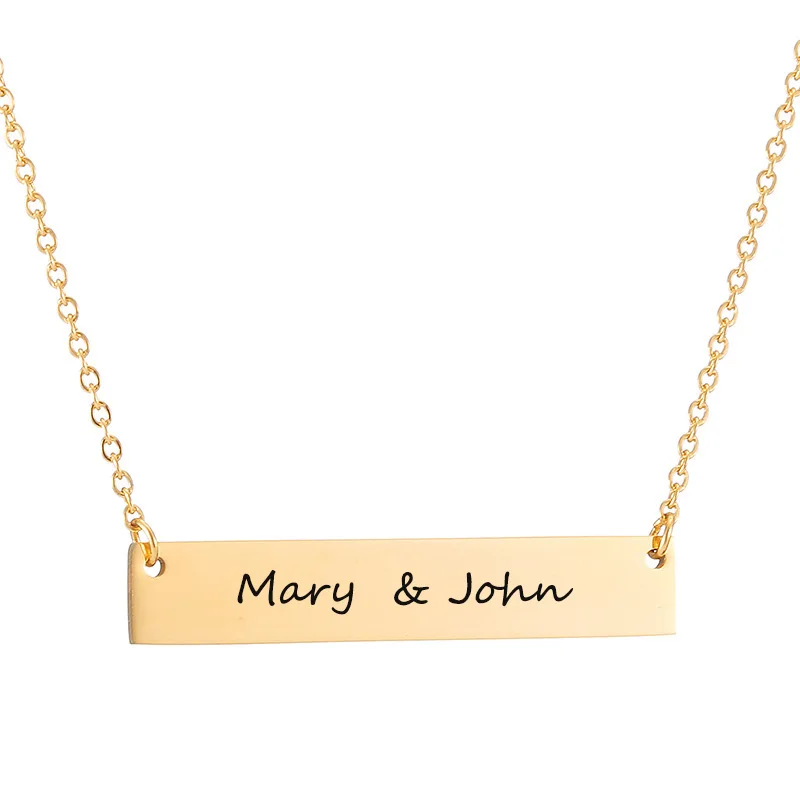 Новые Персонализированные пустые бар кулон ожерелье 4 цвета нержавеющая сталь