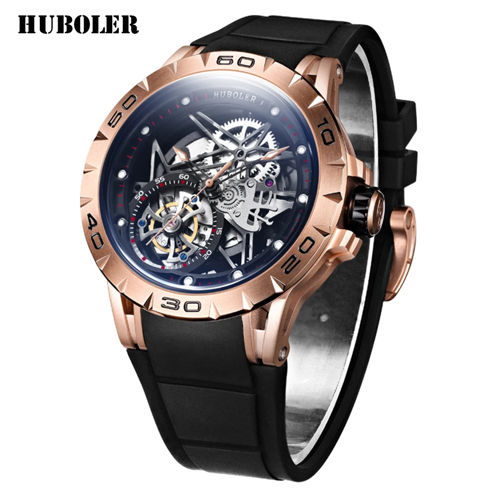 

Watches Mens Automatic Mechanical Watch Men Fashion Luxury Gold Stainless Steel Rubber Waterproof Watch Mens reloj hombres New