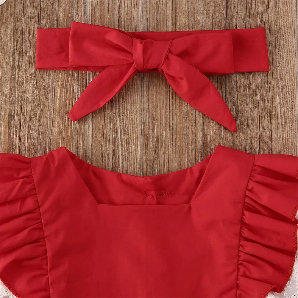 Рождественский комплект с платьем для маленькой сестры, топы для девочек, боди с круглым вырезом, красная одежда без рукавов