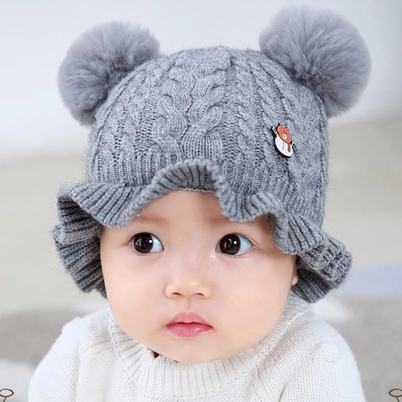 gray Новая детская шапка осенне-зимние модели дикого купола вязаная шляпа теплая шерстяная шапка с капюшоном - Цвет: gray