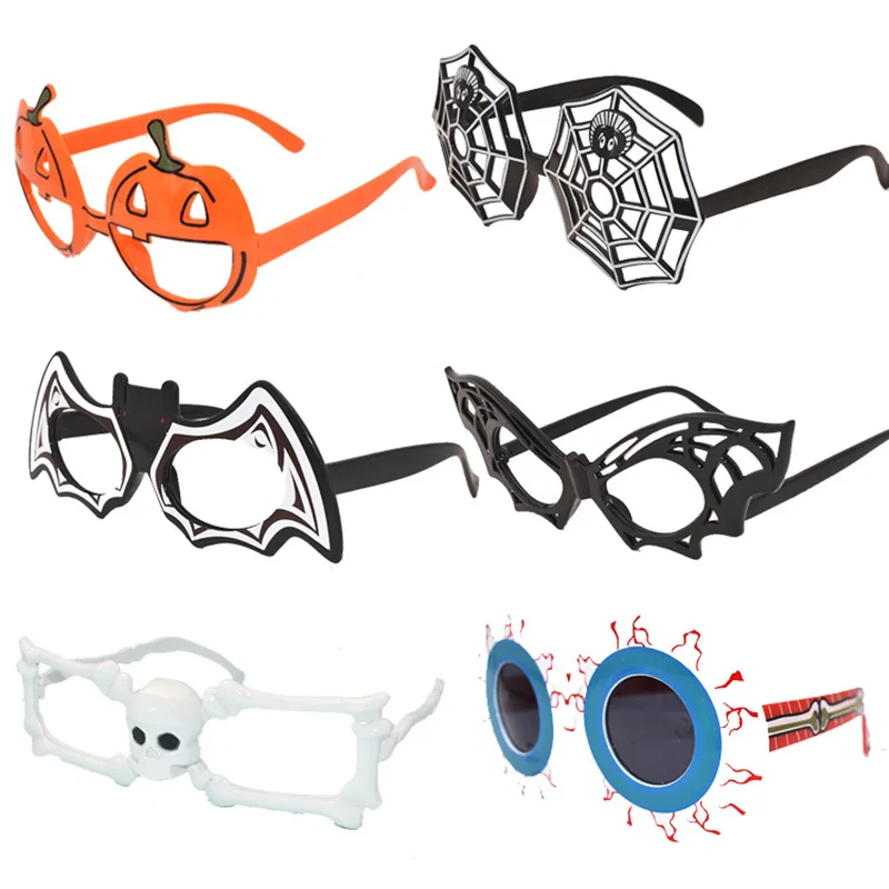

Girl Kids Halloween Pumpkin Spider Web Bat Wings Glasses Masquerade Party Skull Terror Eyeball Frame Photography Cosplay Décor