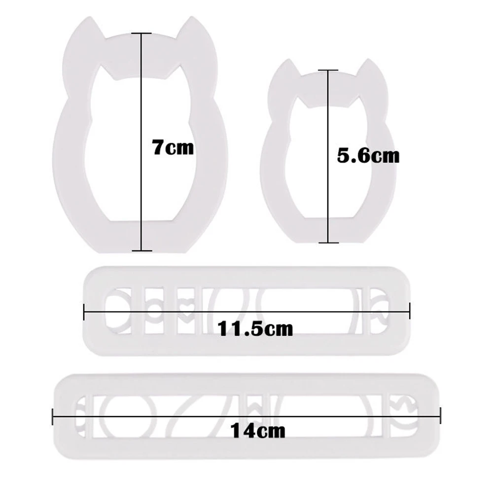 4Pcs Owl Typed Cake Cookies Cutter Tools Fondant Biscuit Sugarcraft Decor Mould Set Cake Decorating Tools