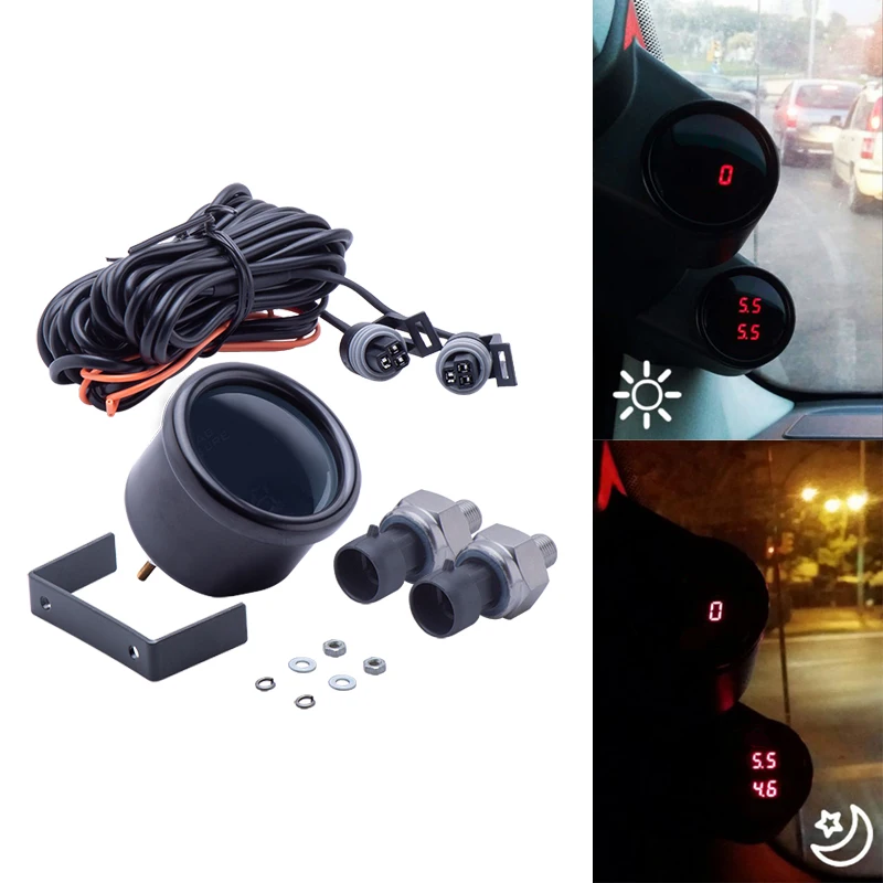 

2'' 52mm Dual Display Air Suspension Gauge Air Ride Air Pressure Gauge 20Bar 220Psi With 2pcs 1/8NPT Sensors And 2m Wire