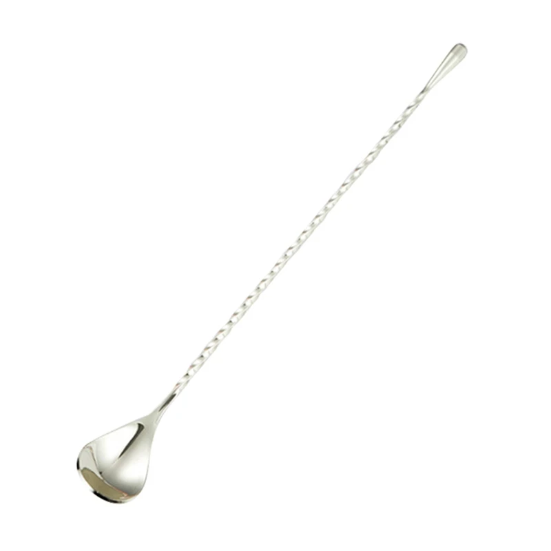 1PC Stainless Steel Mixing Cocktail Spoon Long Handle Bartender Tools Spiral Pattern Bar Teadrop Spoon Stir Spoon Bar Tool - Цвет: J