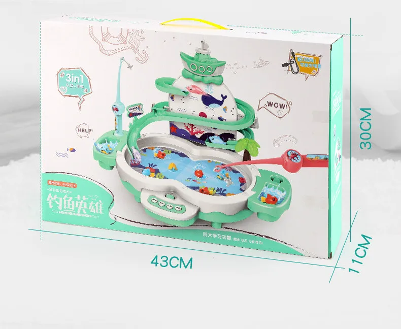 Children's Toys Puzzle Rechargeable Magnetic Fishing Table Slide Game Music  Rotating Disc Parent-child Interactive Learning Gift