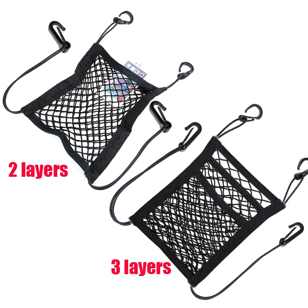 Car Storage Net Bag Organizer Holder Mesh Seat Back Hanging Trunk Luggage Hooks String Kit Off Road 4x4 Truck Auto Accessories