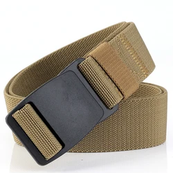 Men's Casual Belt Nylon Thick Elastic Belt POM Buckle Head Woven Canvas Belt