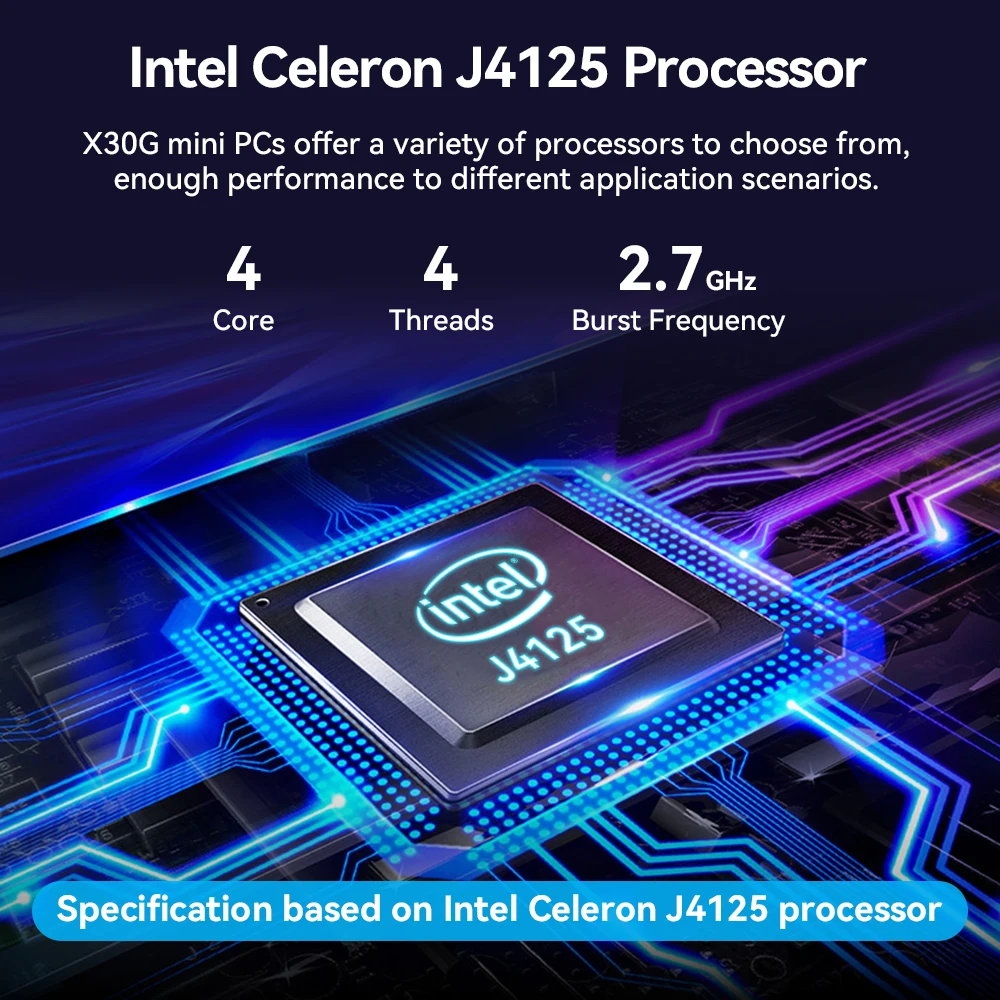 XCY Fanless Mini PC Intel Celeron J4125 Quad-Cores Dual GbE LAN 2x RS-232 Serial Ports 6x USB Embedded IPC Support WiFi 4G LTE