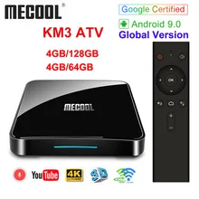 Android tv 9,0 Google Сертифицированный MECOOL KM9 PRO 4 ГБ 32 ГБ Android 9,0 tv Box Amlogic S905X2 4 K Voice 2,4G 5G Dual Wifi BT4.0 KM9A tv