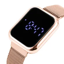 Reloj Digital de lujo para mujer, pulsera electrónica Led de acero inoxidable, elegante, a la moda, para regalo