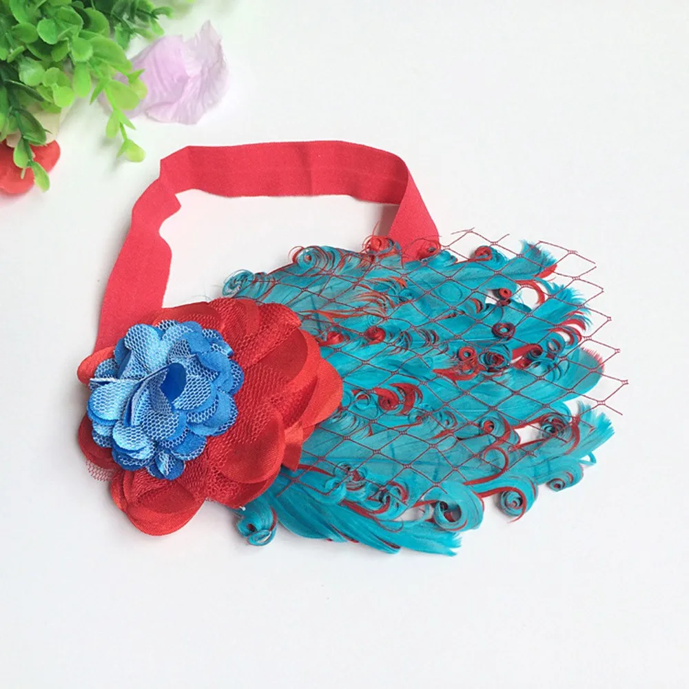 Baby Girls Newborn Headwear Baby flower bow feather headband feather baby headband girl hairbands bow hair Headbands