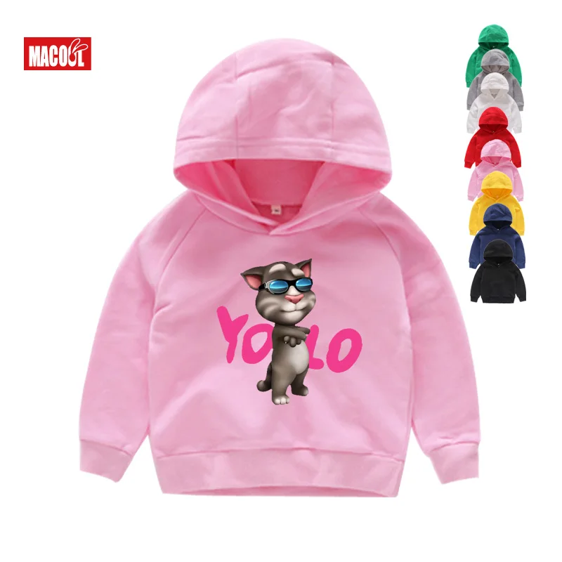 Kids Hoodies Детские толстовки с капюшоном для мальчиков с принтом «любимые онлайн игры с надписью «Can Speak Tom Cat» Футболки с изображением кота Тома и его друзей, 7 лет - Цвет: Kids Hoodies