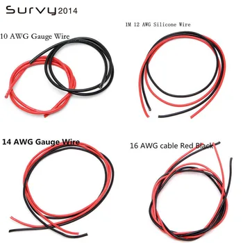 

10/12/14/16 AWG Gauge Wire Flexible Stranded Copper Cables for RC Black Red 2M diy electronics