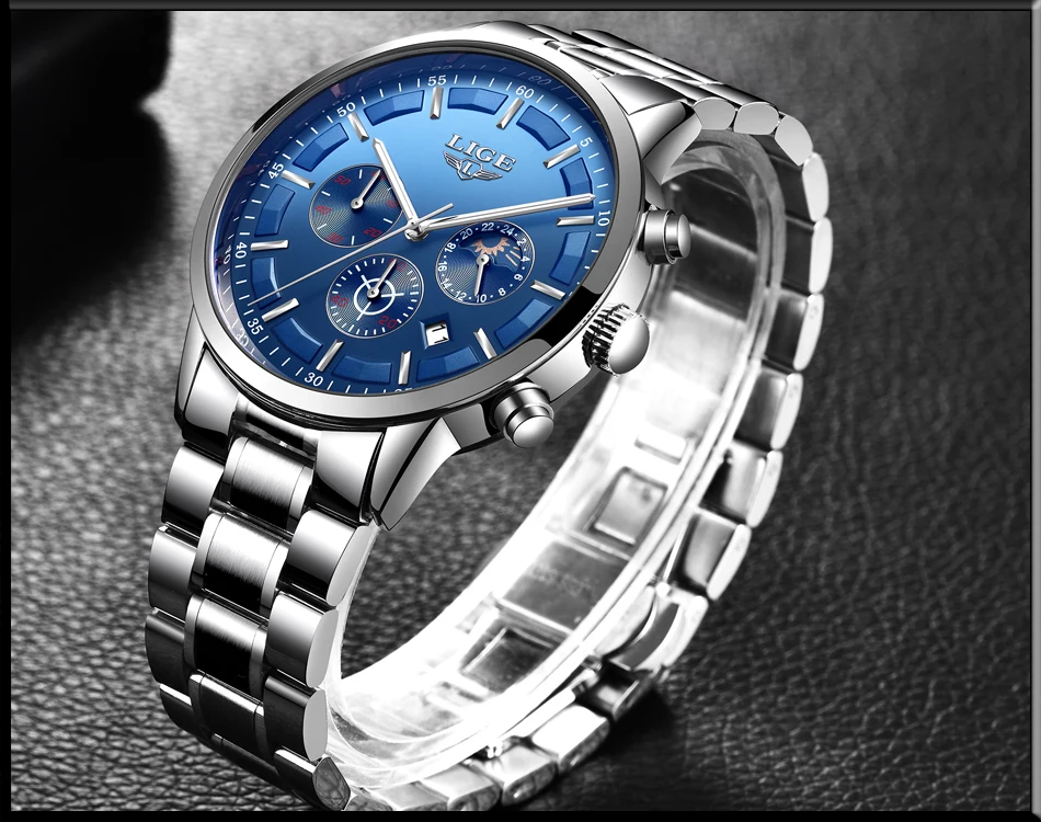 LIGE Повседневное модные Для мужчин s часы от топ бренда, роскошные спортивные часы Для мужчин Водонепроницаемый Автоматическая Дата