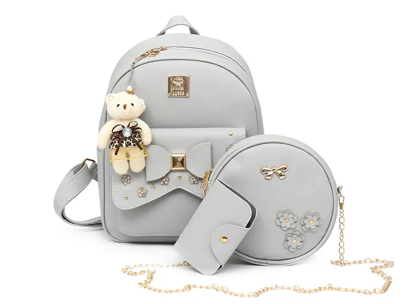 2019pu New Style Set Backpack WOMEN'S Bag Wish Supply of Goods Sweet Ladies' Backpack Car Suture Soft Surface Bag