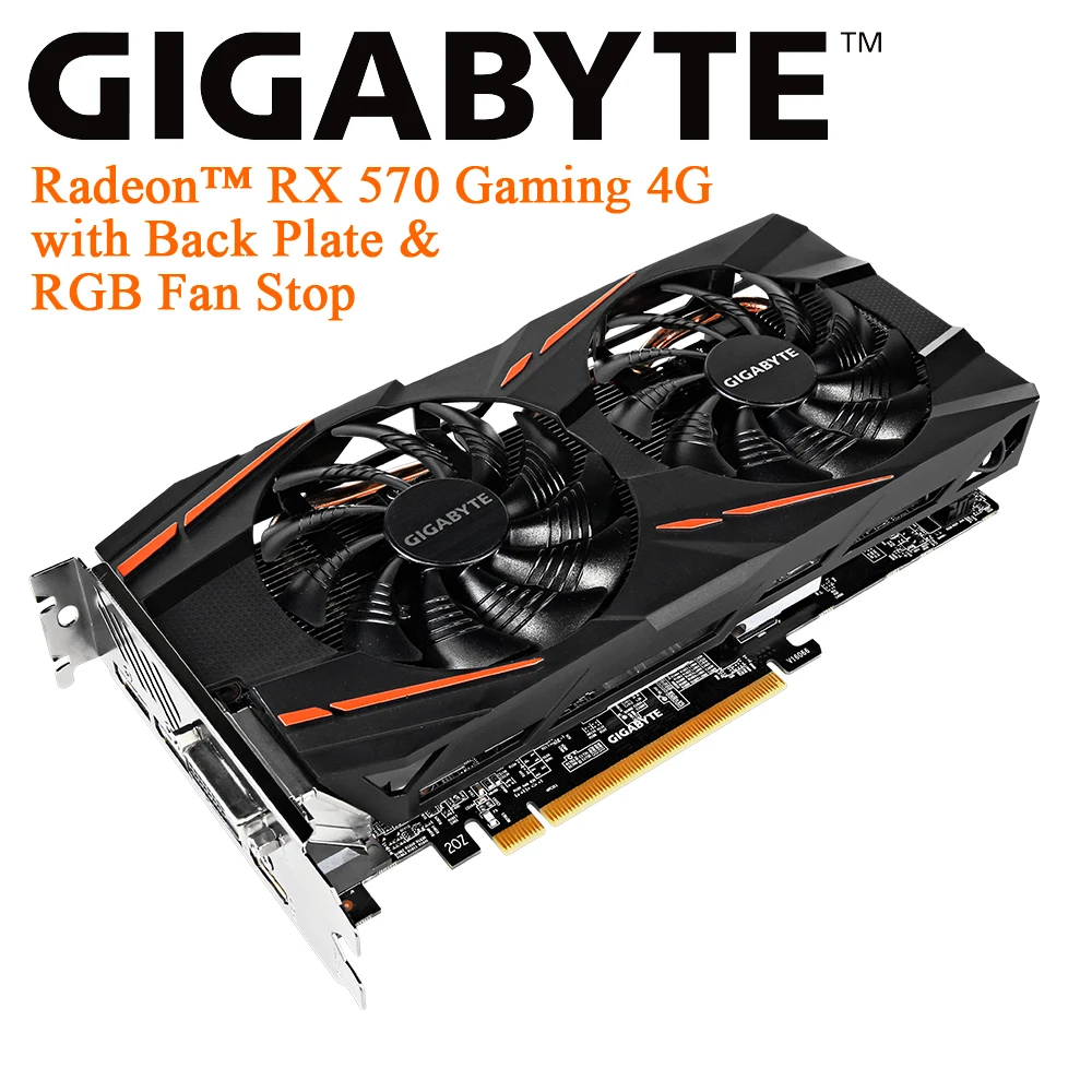 

Original Gigabyte AMD Radeon RX570 gpu graphic card rx 570 4gb with 256-bit GDDR5 video card for gaming pc gamer used card