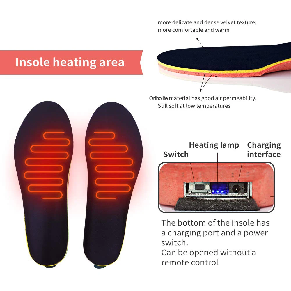 Baratos Nuevas plantillas de calefacción de carga USB para invierno plantillas de esquí al aire libre para hombres y mujeres Camping y senderismo para mantener los pies calientes