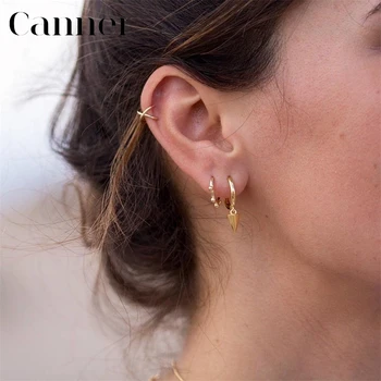 

Cute INS ear bone buckle Earrings 100% 925 Sterling Silver Geometric Circle small beads Hoop Earrings for Women warehouse