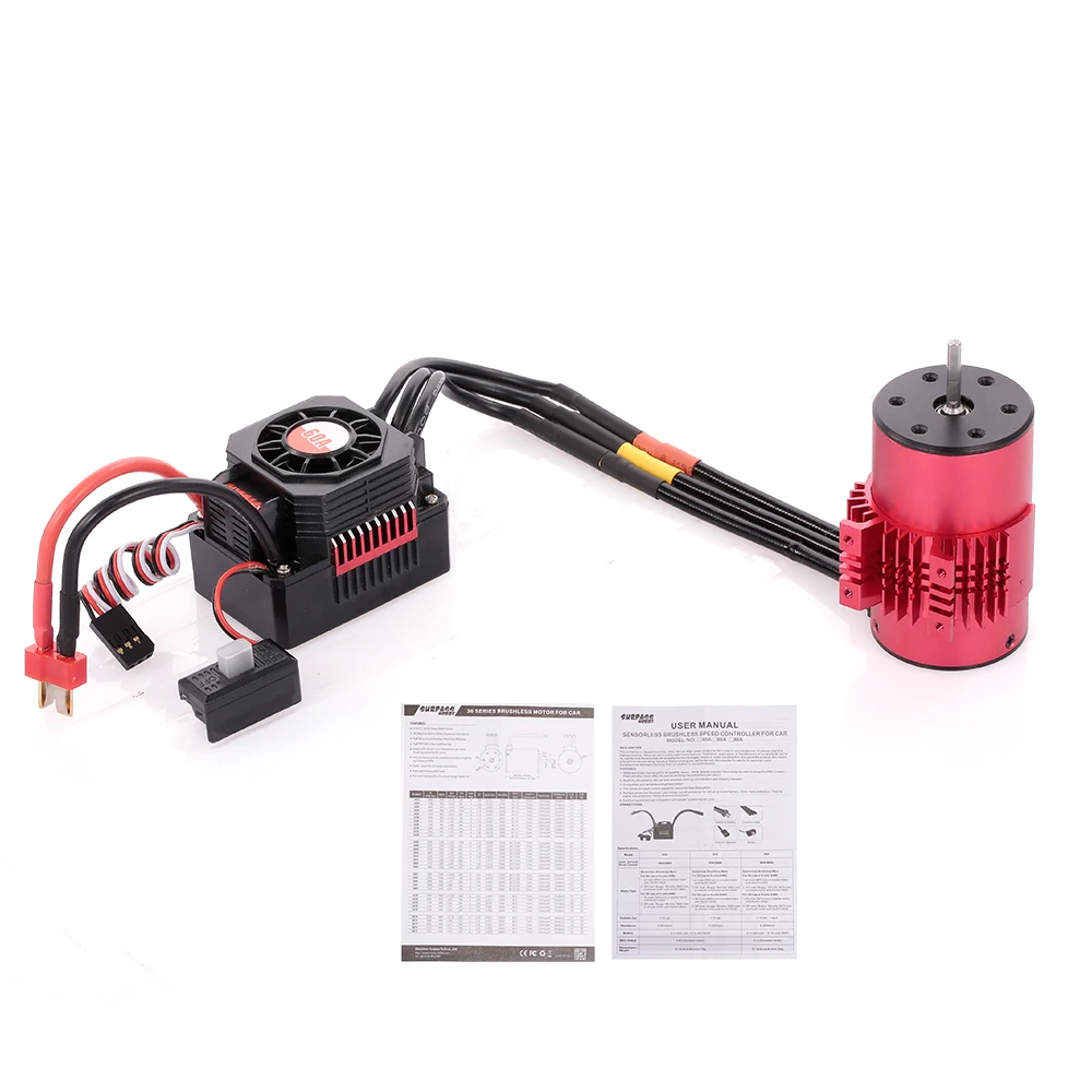 SURPASS HOBBY 3660 2600KV бесщеточный двигатель с радиатором и 60A ESC с BEC водонепроницаемый для 1/10 1/8 RC автомобиль грузовик