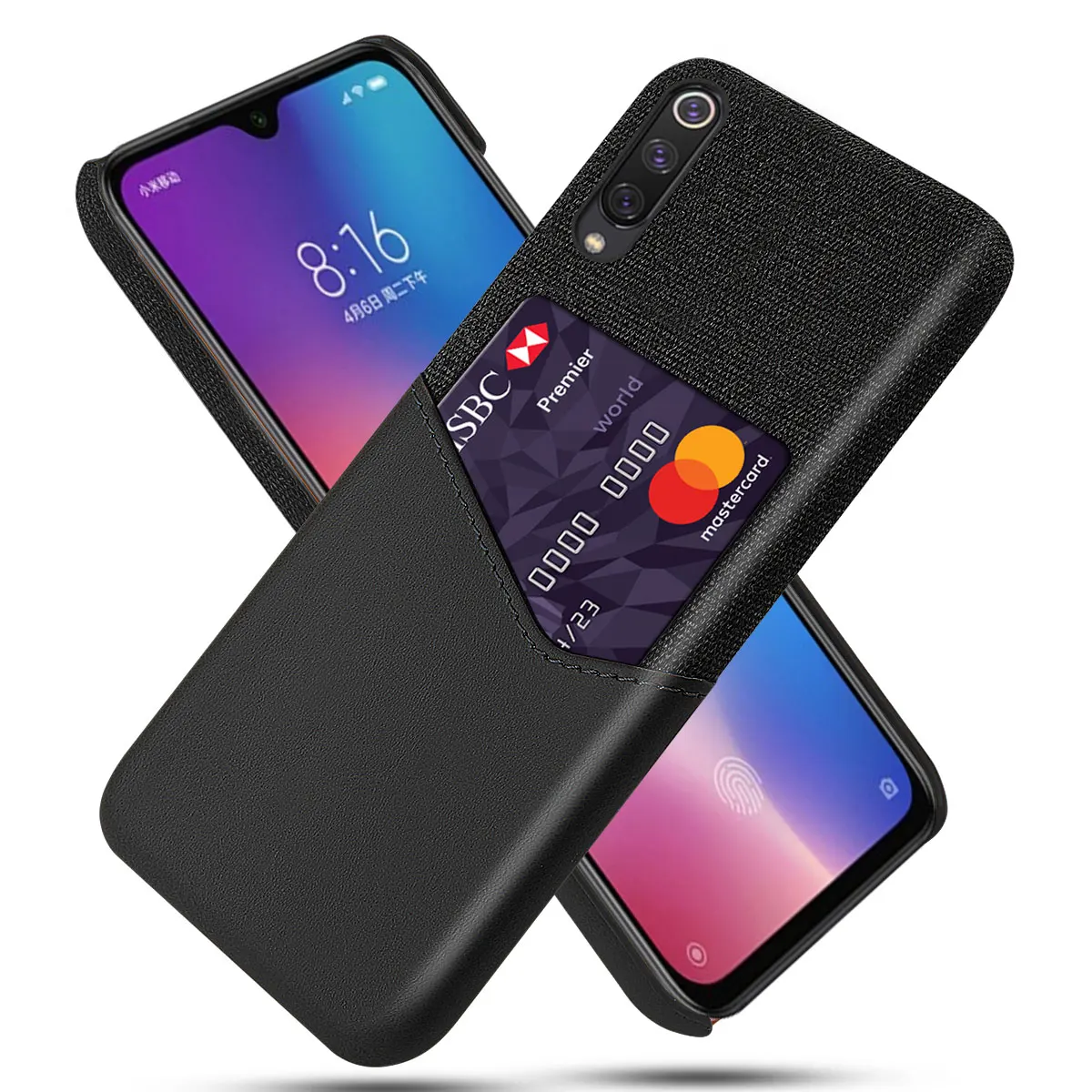 DCK кожаный жесткий карточка из ткани телефонные чехлы для Xiaomi Mi 9T 9SE 9 8X 8SE 8Lite 8 6X 6 плюс 6 5S плюс 5C 5X 5S 4i 4C 4S чехол для телефона - Color: Black