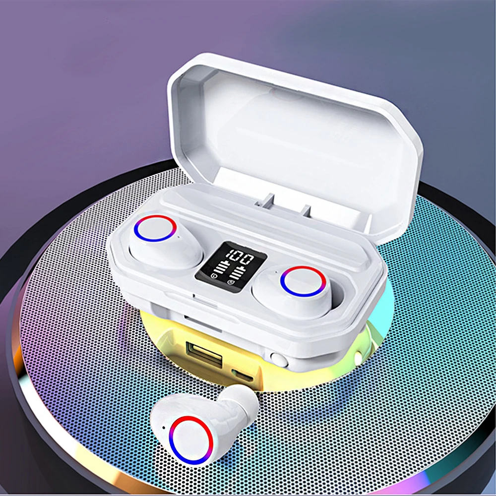Wireless headphones earphone Bluetooth M12 TWS 3500mAh case Flashlight Headset LED Display IPX5 Waterproof Touch control Earbuds