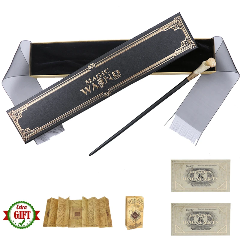 

40 Kinds Metal Core Queenie Magic Sticks Dumbledore Harried Bellatrix Magical Wands Map Ticket As Gifts With Ribbon Box Pack