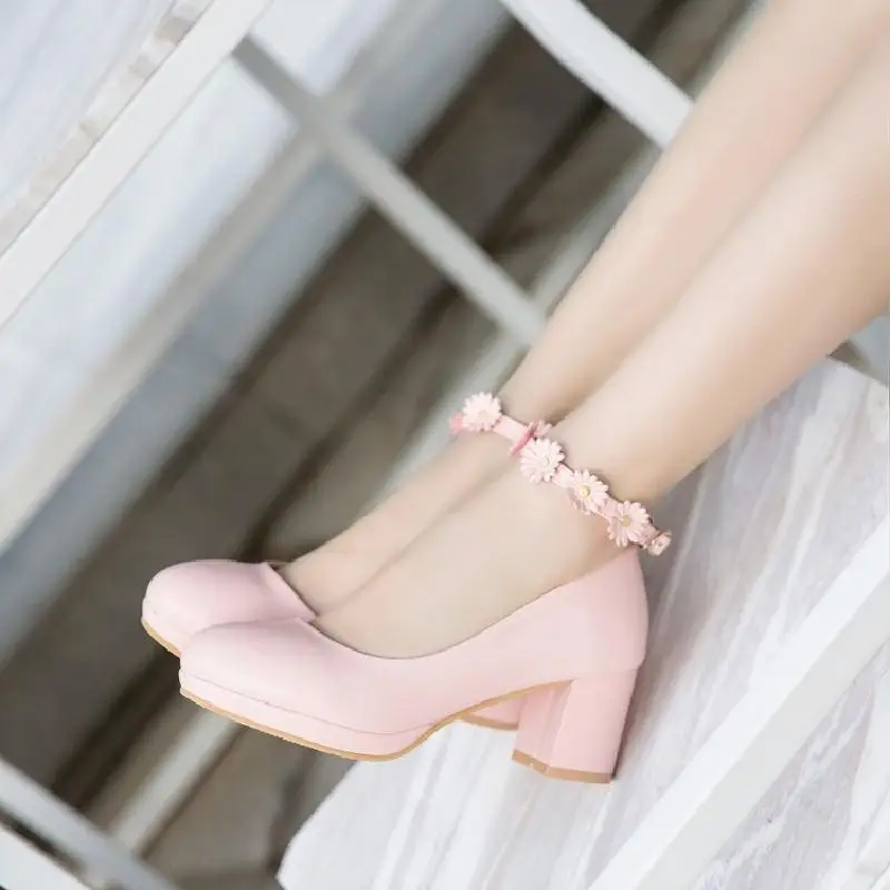 Leather shoes Girls shoes Girls high heel shoes Fashion Student party shoes High-heeled Flowers shoes Size 30-43 For bigger girl Kid Heeled Leather flower girls