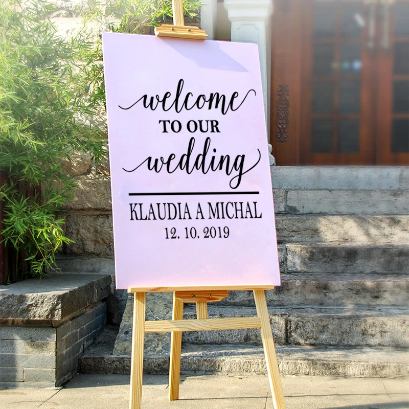 

Custom Quotes Welcome Sign Names And Date Simple Personalized Wedding Vinyl Sticker Decal Wedding Signs Chalkboard Mirror Decor