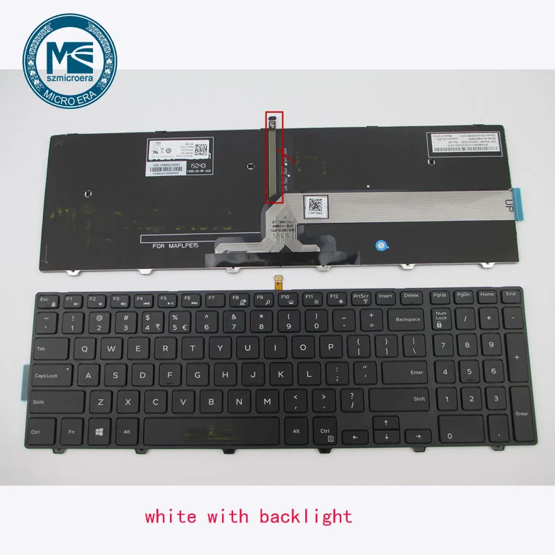 Белый Клавиатура для Dell 15-5577 5576 5749 7557 7559 US подсветка - Цвет: Белый
