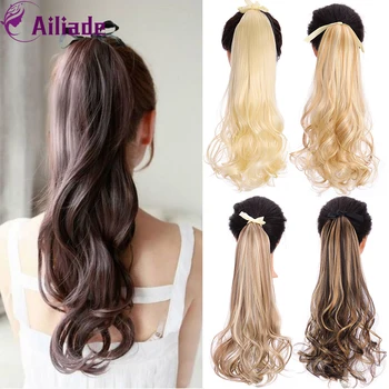 

AILIADE High Quality Synthetic Clip in Drawstring Ponytail Hairpieces for Women Long Curly Hair Extension Multiple colors