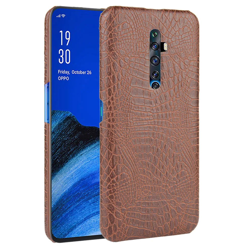 Для Oppo Reno 2Z чехол Роскошный узор крокодил бизнес ПК Жесткий Чехол для телефона для Oppo Reno 2z Reno2 защитная задняя крышка(N1008 - Цвет: Brown