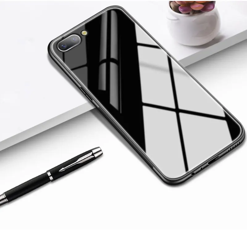 Magnet Ring Stand Tempered Glass Protective Phone Case with Back Cover