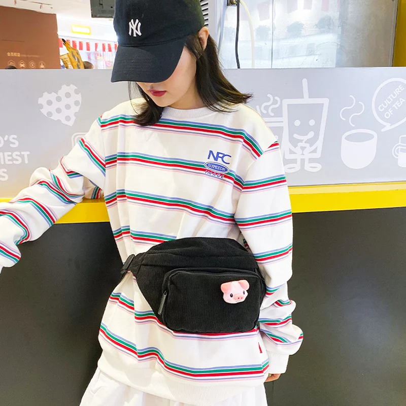 Women Waist Bags Fashion Street Canvas Fanny Pack High Quality Zipper Belt Bag Casual Shoulder Backpak Travel Women Chest Bag