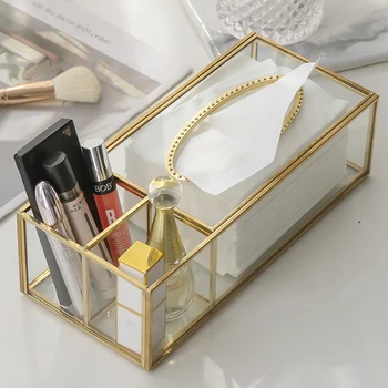 

Nordic Luxury Tissue Box Glass Storage Multifunctional Tissue Box Acrylic Modern Seidenpapier Home Organization Decor AE50ZJ